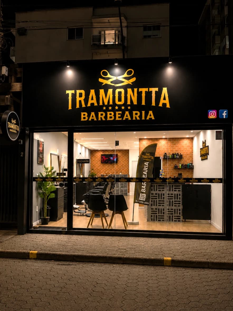 Fachada da Barbearia Tramontta no América